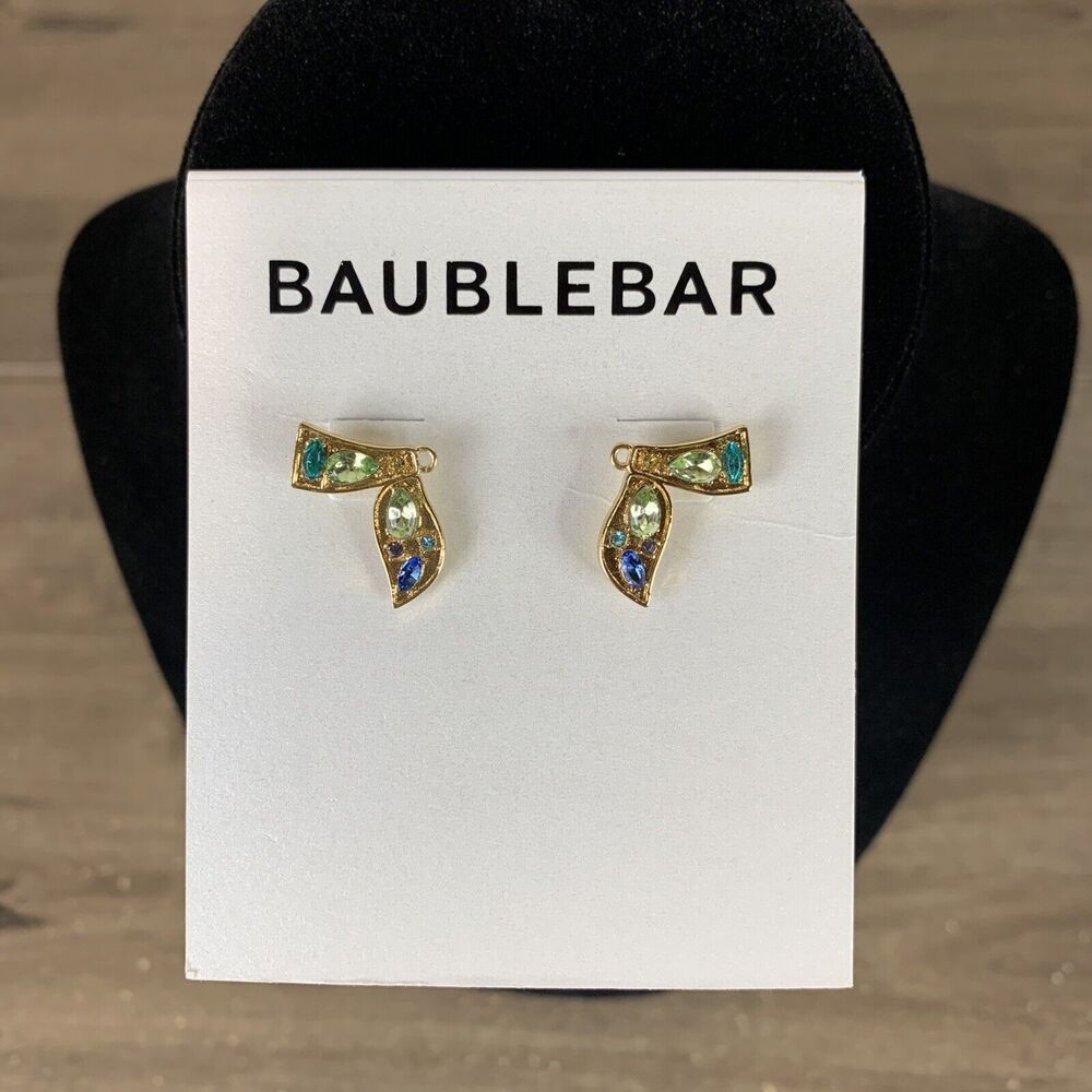Baublebar Earrings Stud Gold Tone Multi Stone Fashion Women Colorful Jewelry